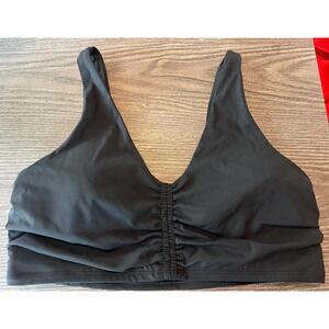 JoyLab Women's Black Sports Bra Activewear‎ Top Ruched Front Large